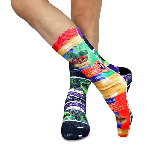 Benefeet Sox Mens Funny Crazy Socks Unisex Cool Funky 3D Print Food Patterned Calf Socks Boys Youth Novelty Athletic Tube Sock Peanut Butter and Jelly Sock, Peanut Butter and Jelly - Image 4