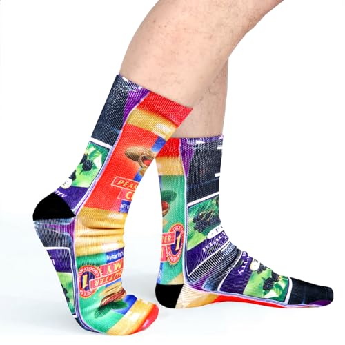 Benefeet Sox Mens Funny Crazy Socks Unisex Cool Funky 3D Print Food Patterned Calf Socks Boys Youth Novelty Athletic Tube Sock Peanut Butter and Jelly Sock, Peanut Butter and Jelly - Image 5