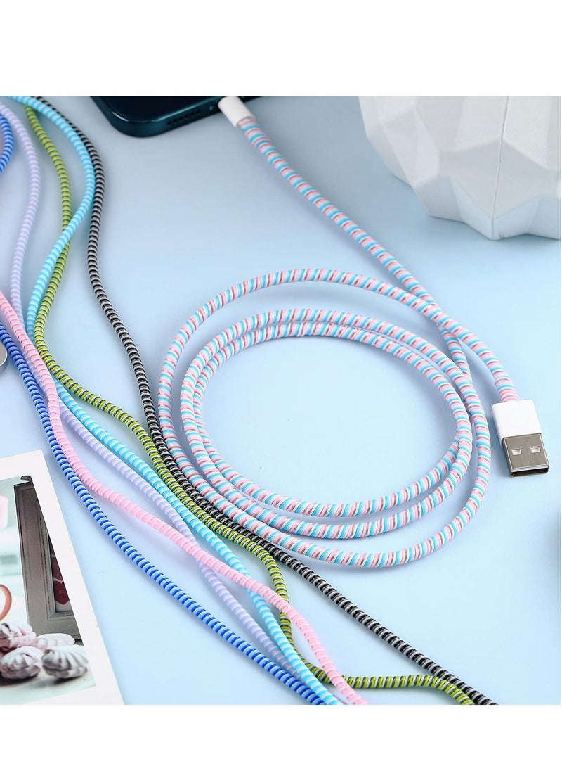 SYOSI - Cable Protector, 10 Pcs Spiral Data Cable Protective Sleeve, Spiral Tube Wire Management Organizer, Prevent Pets from Biting The Cable, Line Saver for iPhone iPod iPad MacBook Tablet Charger Cord - Image 1