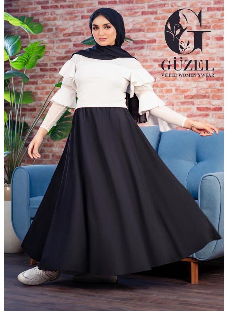 جوزيل جيبة دبل كلوش خامة كريب روزالين مستورد درجة أولى من جوزيل - لاتصف ولا تشف -أسود -فرى سايز - Image 1