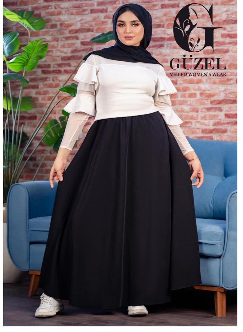 جوزيل جيبة دبل كلوش خامة كريب روزالين مستورد درجة أولى من جوزيل - لاتصف ولا تشف -أسود -فرى سايز - Image 2