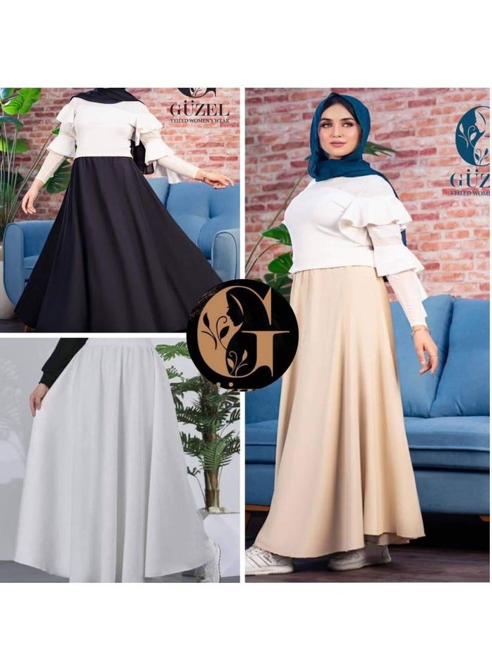 جوزيل جيبة دبل كلوش خامة كريب روزالين مستورد درجة أولى من جوزيل - لاتصف ولا تشف -أسود -فرى سايز - Image 4