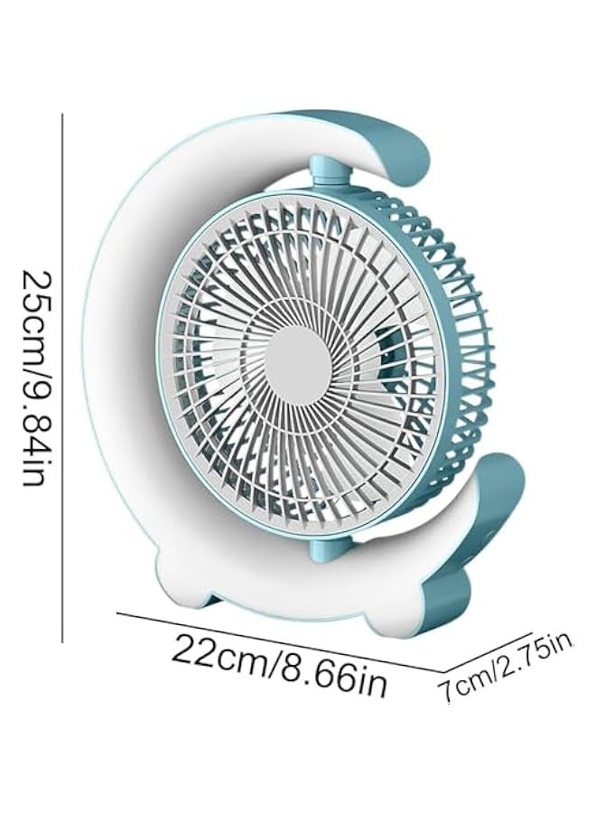 بيوينتي Table Fan with Ambient Light, Desk fan, 180° Rotatable, Portable Fan, USB Rechargeable, 3-Speed, Rechargeable Fan, Fan Standing, Small Fan - Image 5