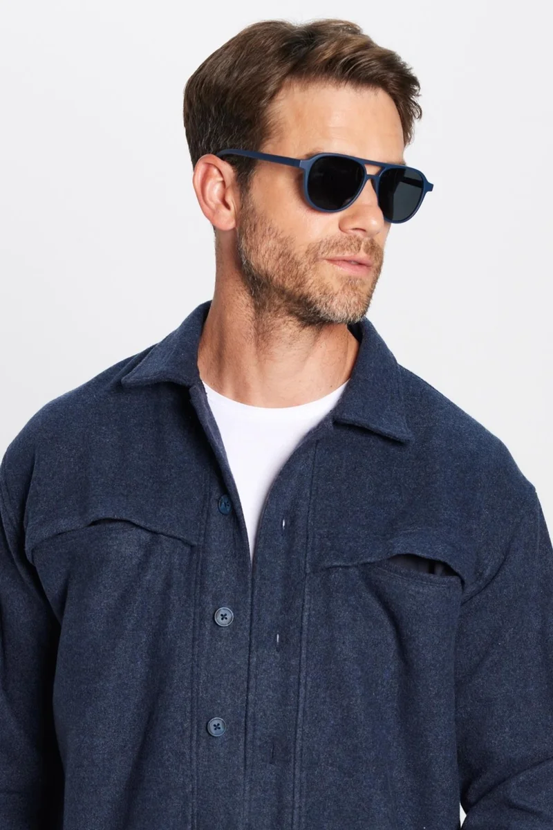 Tudors Men's Relax Fit Casual Cut Lumberjack Collar Double Pocket Plain Winter Shirt