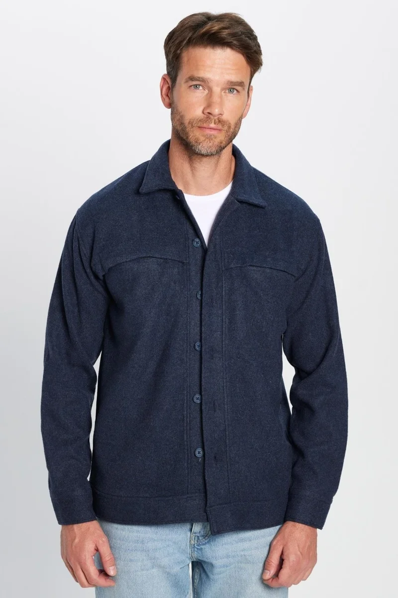 Tudors Men's Relax Fit Casual Cut Lumberjack Collar Double Pocket Plain Winter Shirt