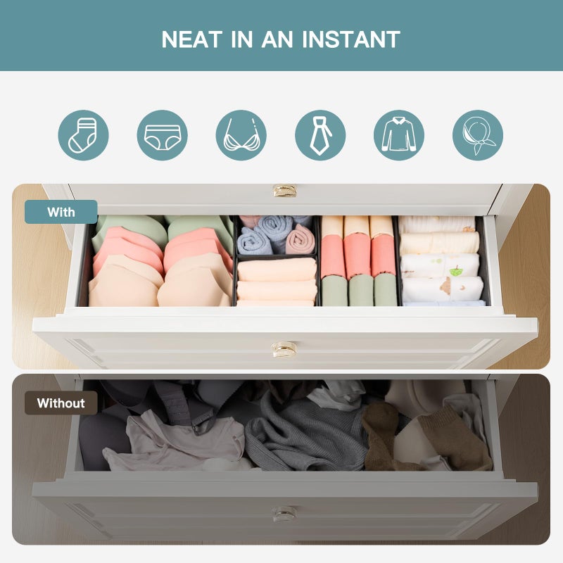 Criusia Drawer Organizer Clothes, 10 Pack Dresser Organizer for Baby Clothes, Underwear, Sock- Foldable Closet Organization and Storage Dividers Bins for Nursery, Bedroom (Black) - Image 3