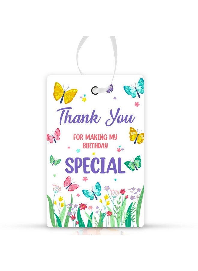 Party Propz Thank You Tags For Return Gift - (20 Pcs) Butterfly Theme Embossed Printing Thank You Cards For Return Gifts (Cardstock), Thank You for Coming Tags with Ribbon, Birthday Return Gifts - Image 1