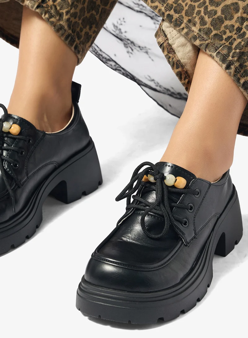 Ginger Black Platform Chunky Lace Up Monk Shoes for Women | Best Price UAE