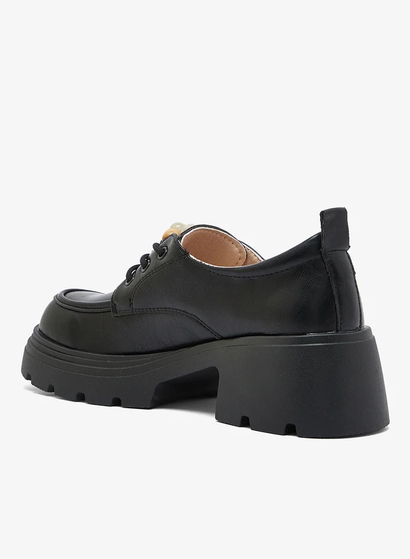 Ginger Black Platform Chunky Lace Up Monk Shoes for Women | Best Price UAE