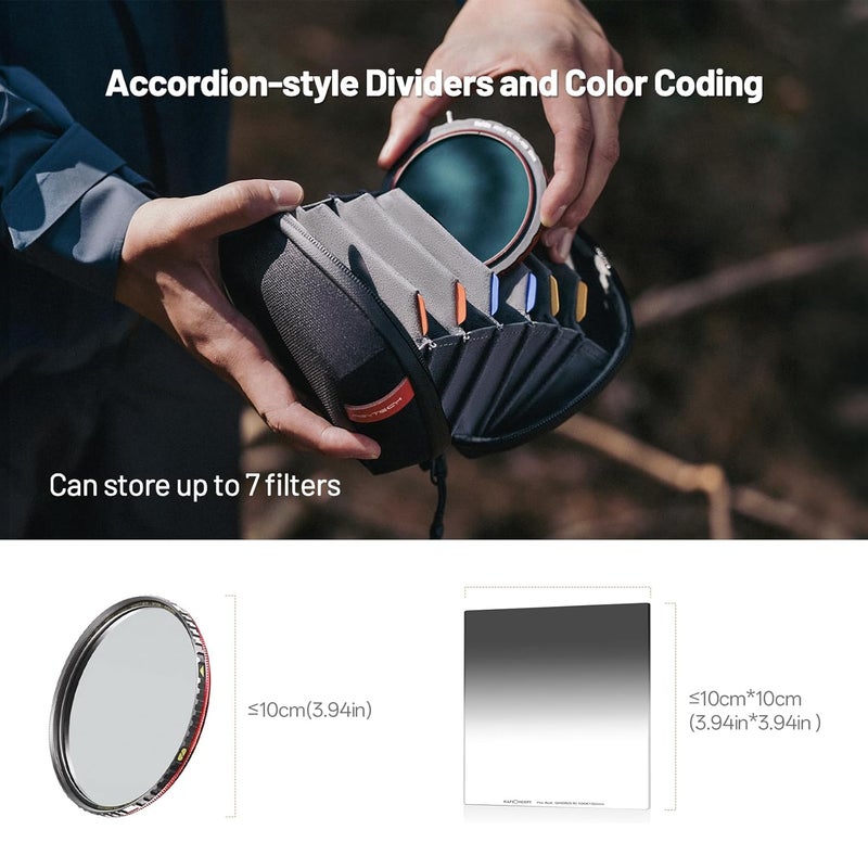 PGYTECH Hard Lens Filter Pouch Up to 100mm, 7 Pockets Camera Filter Bag Carrying Case for Photography Filter, Storage Wallet for Circular Filter, Waterproof & Dustproof Filter Pouch, Round Filter M - Image 2
