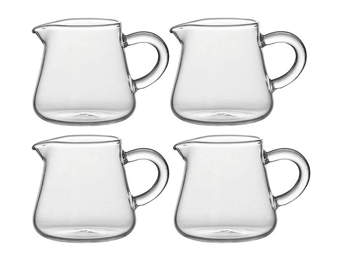 Mozacona 4pcs Mini Glass Creamer Pitcher Sauce Serving Pitcher Creamer Jug with Handle,2oz - Image 1