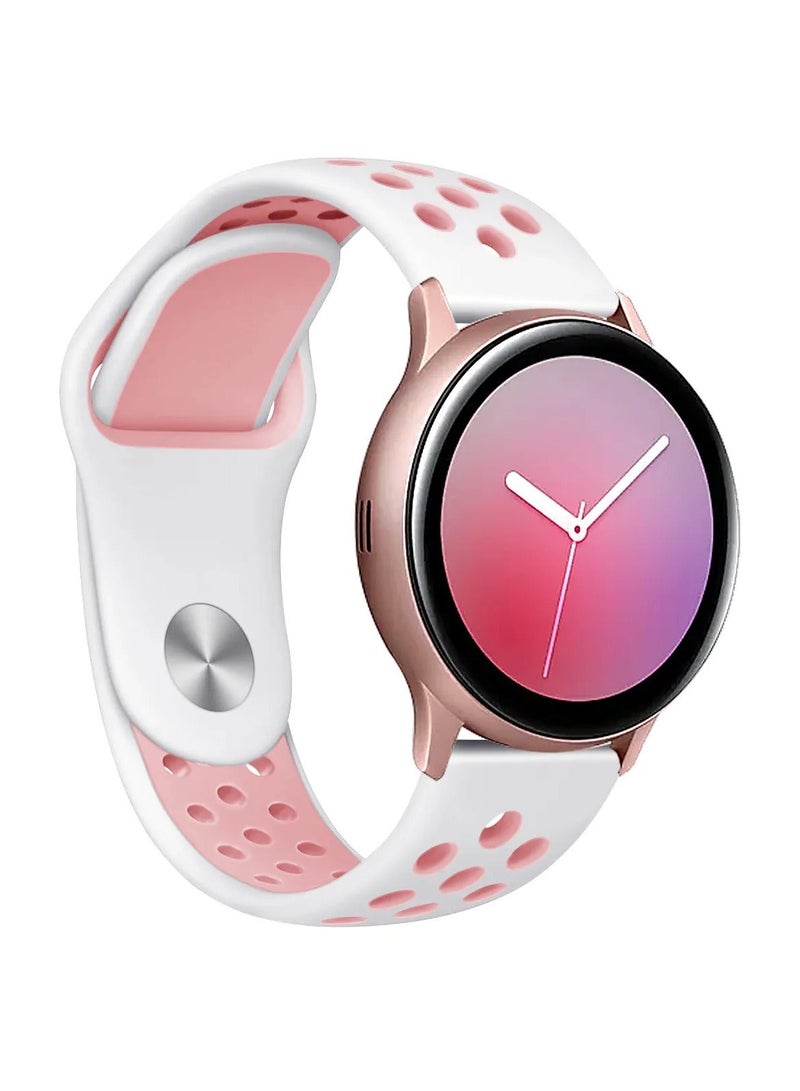 HuHa 22mm Watch Band For Samsung Galaxy Watch 46mm / Samsung Galaxy Watch 3 45mm / Gear S3 Frontier / Classic, Sport Strap Wristband Replacement Bracelet For Women Men - White Pink