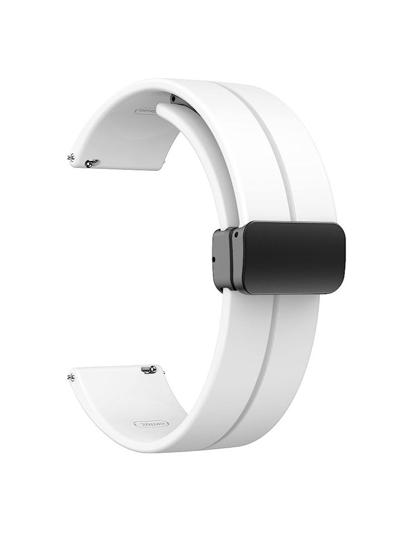 22mm Magnetic Buckle Silicone Watch Band Compatible with 22 mm Strap for Compatible with Xiaomi Redmi Watch 5 Active/Redmi Watch 5 Lite, 22mm For - Smart Watch - - (Only Strap) White - Image 1
