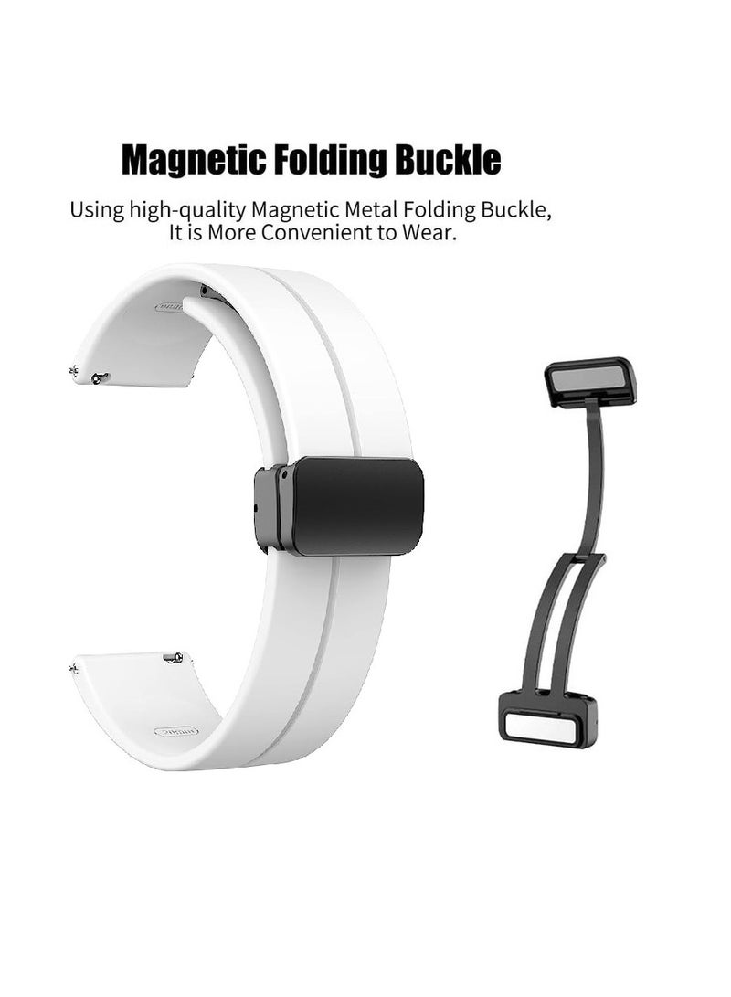 22mm Magnetic Buckle Silicone Watch Band Compatible with 22 mm Strap for Compatible with Xiaomi Redmi Watch 5 Active/Redmi Watch 5 Lite, 22mm For - Smart Watch - - (Only Strap) White - Image 2