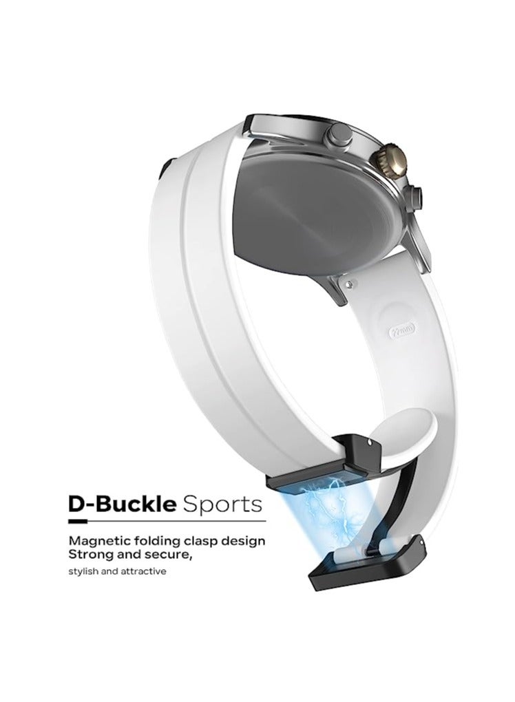 22mm Magnetic Buckle Silicone Watch Band Compatible with 22 mm Strap for Compatible with Xiaomi Redmi Watch 5 Active/Redmi Watch 5 Lite, 22mm For - Smart Watch - - (Only Strap) White - Image 3