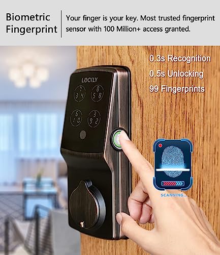 Lockly Secure Plus, RFID Card Smart Lock, Keyless Entry Door Lock, Smart Locks for Front Door, PIN Genie® Keypad, 3D Biometric Fingerprint Sensor, Auto Lock Smart Door Lock - Image 3