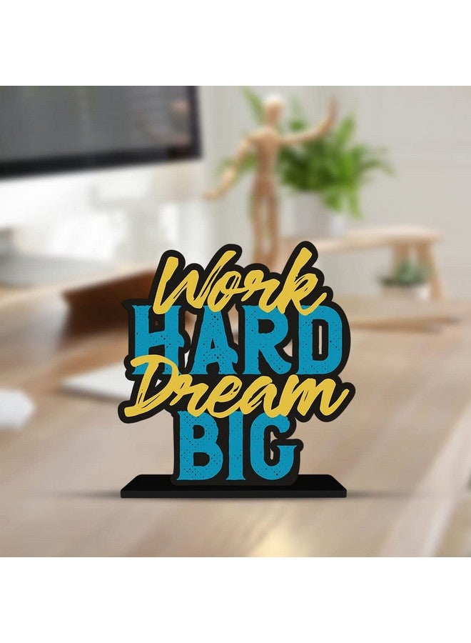 آرتفيب ديكور طاولة خشبي من Artvibes مع اقتباسات تحفيزية عن العمل الجاد والحلم الكبير | ديكور منزلي | غرفة معيشة | غرفة نوم | قطع خشبية للهدايا الزخرفية (SP_1110) - Image 1