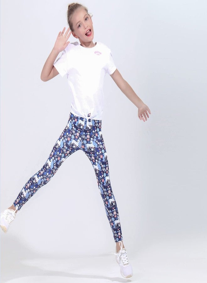 Quedoris Girls 3-Pack Printed Leggings Watermelon Unicorn/Cherry/Daisy Unicorn 130Y - Image 2
