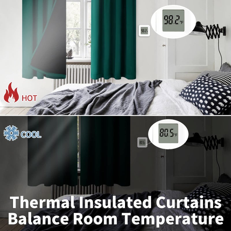 BGment Christmas Green 100% Blackout Curtains for Bedroom 63 Inches Long, Thermal Insulated Thick Heavy Full Room Darkening Noise Reducing Rod Pocket Curtain (52 x 63 Inch, Emerald, 2 Panels) - Image 4