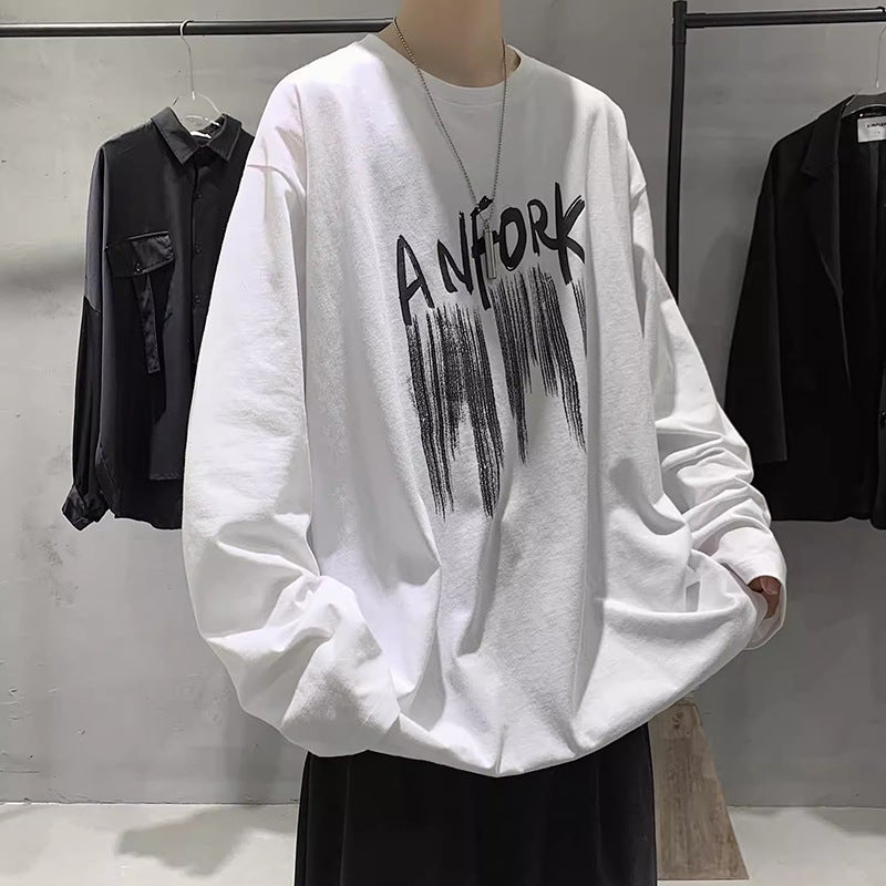 Distinctive Long-Sleeved T-Shirt For Boys Printed Trendy Inner Base Shirt Trendy Brand Ins Hong Kong-Style Loose All-Match Top - Image 2