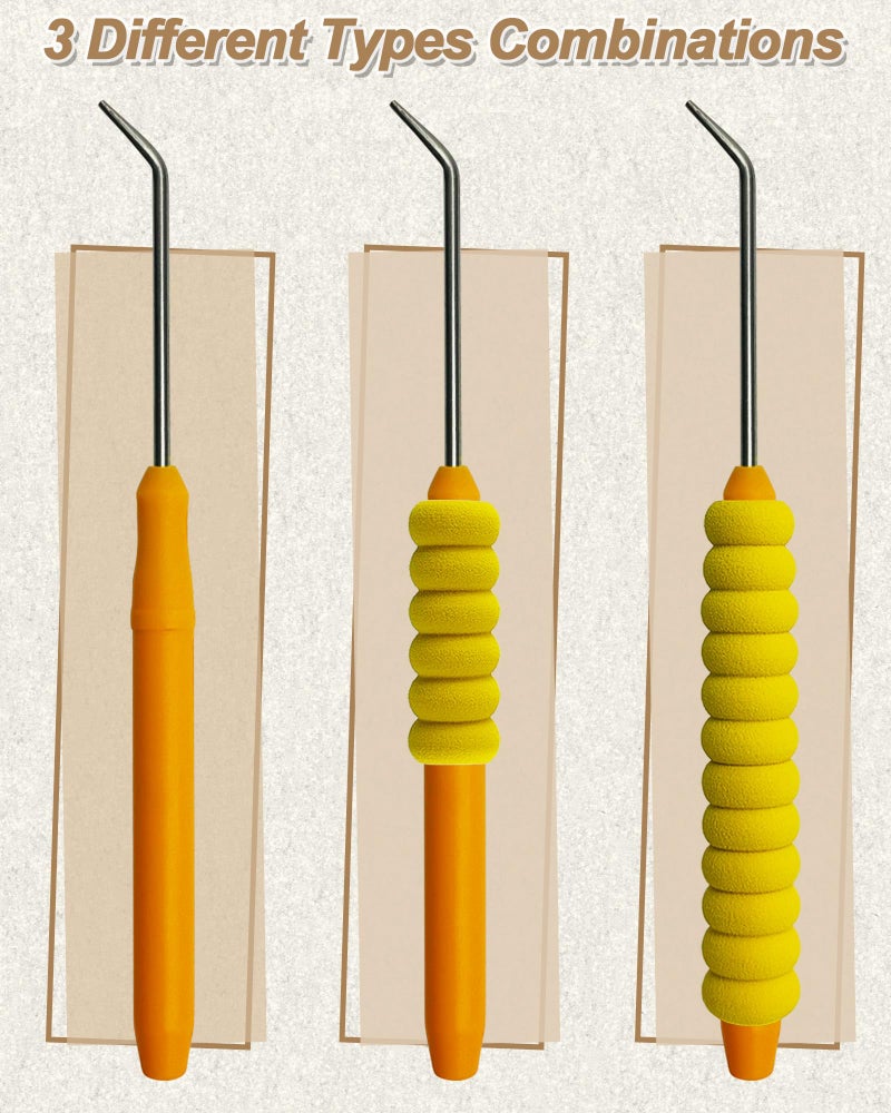 UCDRMA Knitting Loom Hook with Soft Grip, More Comfortable Loom Knitting Hook for Arthritic Hands, 6PCS Longer Loom Crochet Hooks (5.5in) Stainless Steel Yarn Loom Hooks with 12 Sewing Needles (S) - Image 3