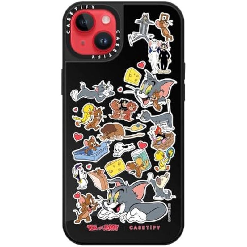 Casetify Mirror Case for iPhone 14 Plus 【Tom and Jerry Colab/Reflective / 4.9ft Drop Protection/Compatible with Magsafe】 - Family Sticker - Black on Black - Image 5