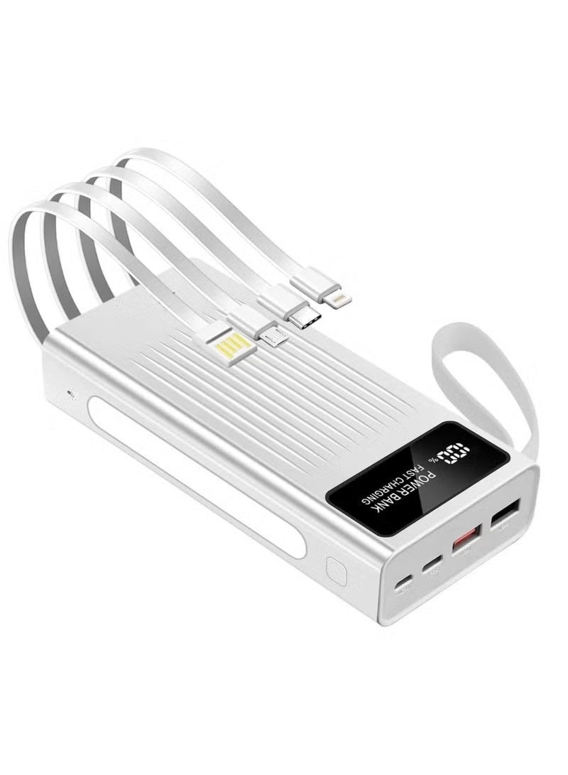 OALE Power Bank with Built in Cables, 10,000mAh, 22.5w PD fast charging, multiple output ports ports, supports iPhone and Samsung Galaxy fast charging (White) - Image 2