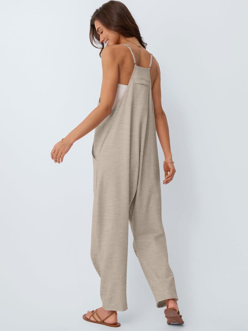 AUTOMET Jumpsuits for Women Casual Summer Outfits Rompers Comfy Beach Vacation Trendy Overalls Jumpers Fashion Clothes 2025 BeigeGrey XS - Image 4