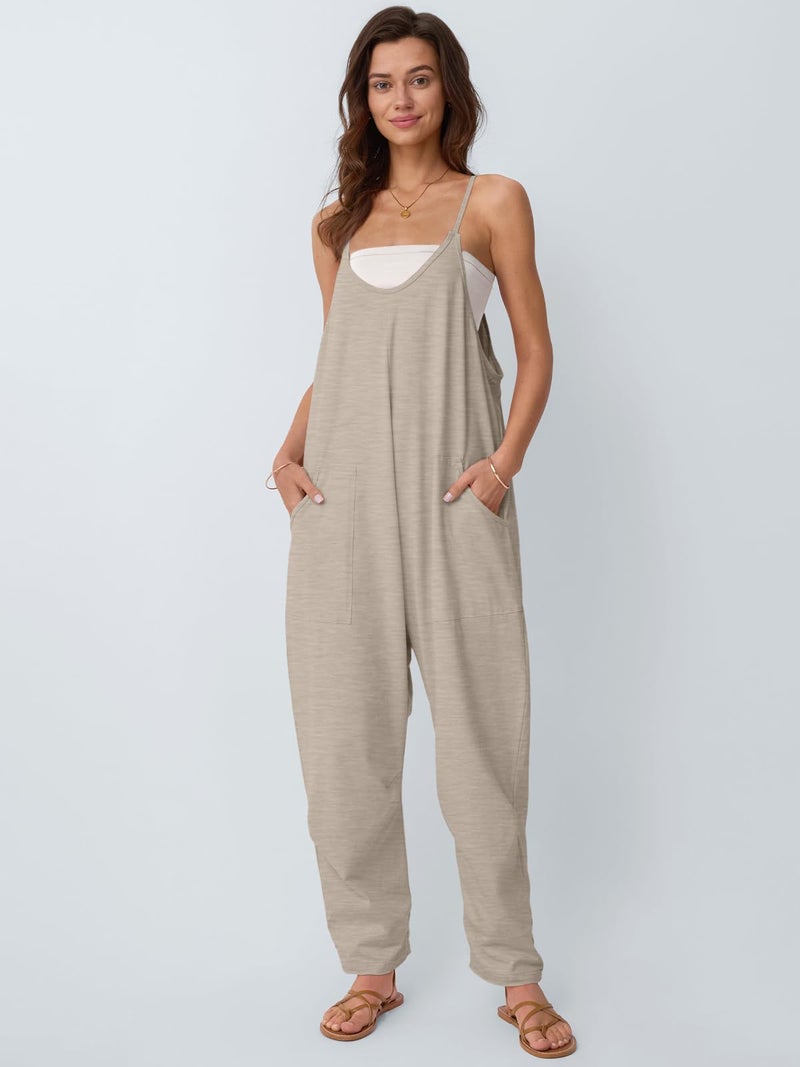 AUTOMET Jumpsuits for Women Casual Summer Outfits Rompers Comfy Beach Vacation Trendy Overalls Jumpers Fashion Clothes 2025 BeigeGrey XS - Image 2