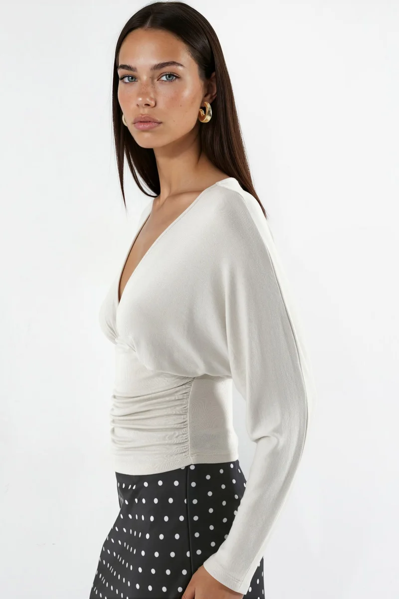 هيكاب Relaxed Fit V-Neck Knit Blouse