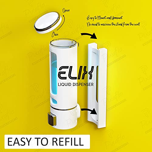 Pixaflo Elix Liquid Sanitizer Shower Gel Dish Wash Soap Dispenser for Bathroom Kitchen | 400 ml Capacity | Wall Mounted (White, Pack of 2), Plastic - Image 3