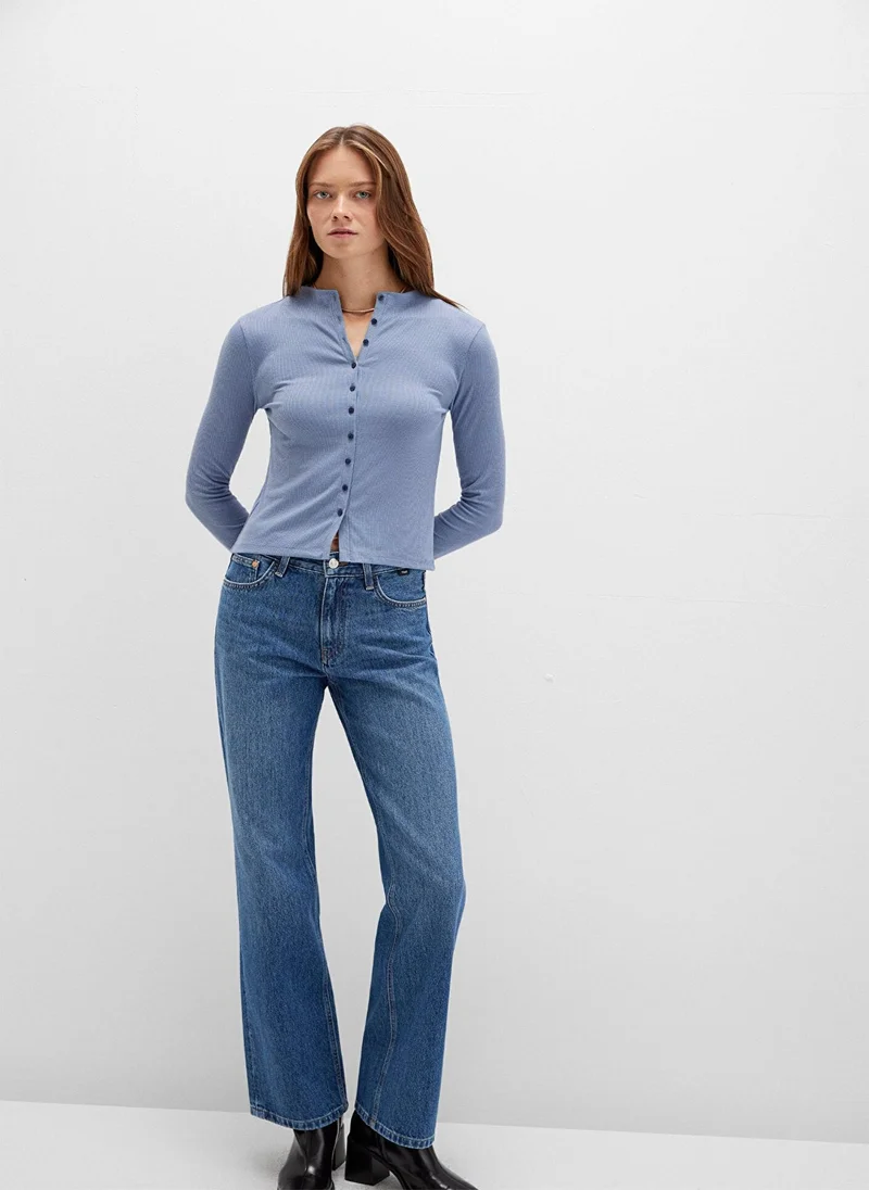 Mavi Button Detailed Blue T-Shirt