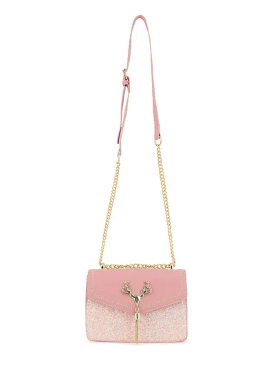 London Rag Pink Glitter Envelope Sling Bag