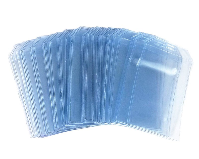 yueton 50pcs Clear Vertical Name Tag Business ID Badge Card Holder - Image 5