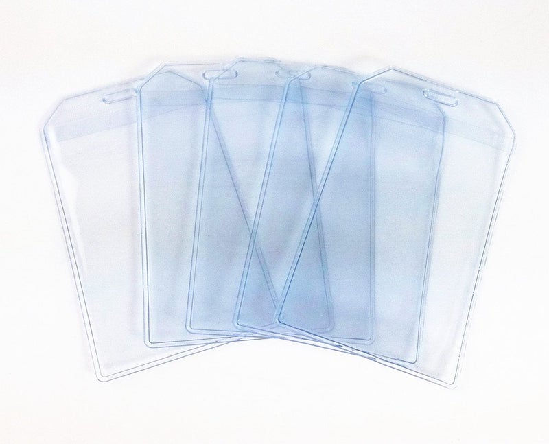 yueton 50pcs Clear Vertical Name Tag Business ID Badge Card Holder - Image 2