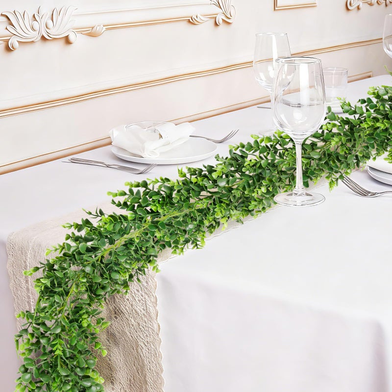 Vlorart 6FT Artificial Boxwood Garland, Faux Vines Hanging Plant Greenery Garland for Wedding Backdrop Arch Wall Farmhouse Party Decor, UV Protected Indoor Outdoor Use - Image 1