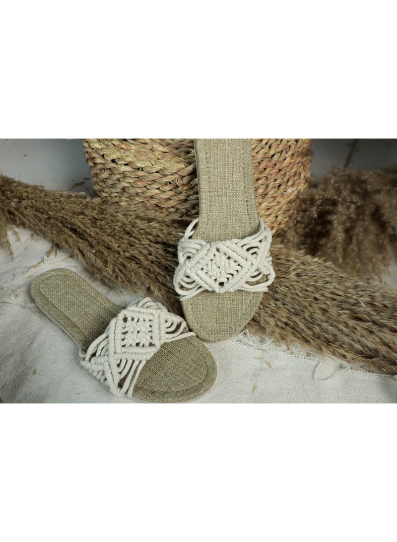 انتيكيانو سليبر مكرمي – تصميم بوهيمي يدوي من القطن – المقاسات 38 - Image 4