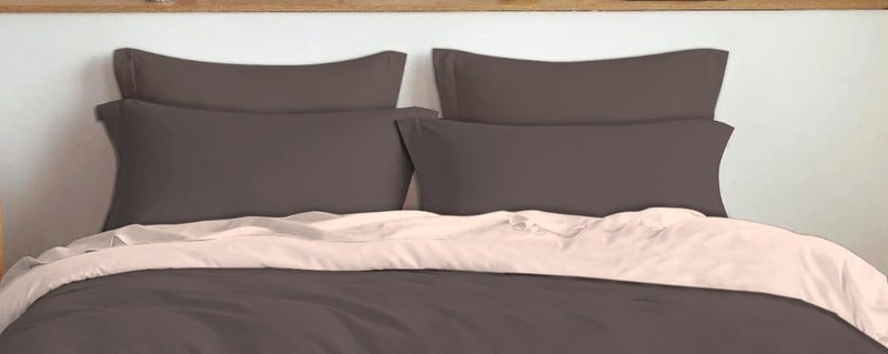 TIB Glace Cotton 140 GSM Plain Elastic Fitted Bedsheets King Size 78 x 72 with 2 Pillow Covers for Home Hotel Guest Room Pastel Brown - Image 3