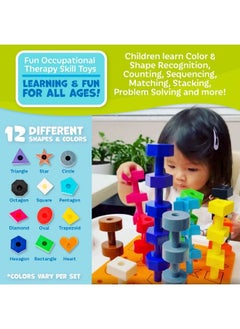 Skoolzy Stacking Toddler Peg Board 38 Piece Set Sorting & Stacking Games Color Matching & Shape Recognition Toy For Toddlers & Preschoolers Age 3+ Includes Pegs Foam Board Storage Bag And Ebook  - Image 3