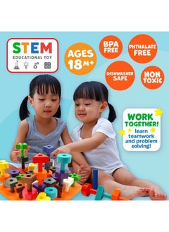 Skoolzy Stacking Toddler Peg Board 38 Piece Set Sorting & Stacking Games Color Matching & Shape Recognition Toy For Toddlers & Preschoolers Age 3+ Includes Pegs Foam Board Storage Bag And Ebook  - Image 5