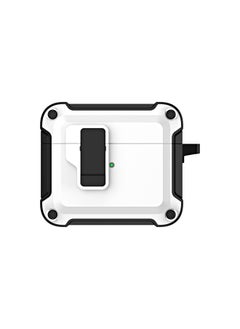 For Apple AirPods4 Protective Case Bluetooth Earphone Cover With Latch Elastic Lid Pro Earphone Shell Multi-Function Universal Style-Color:White-Applicable Model:AirPods 4
