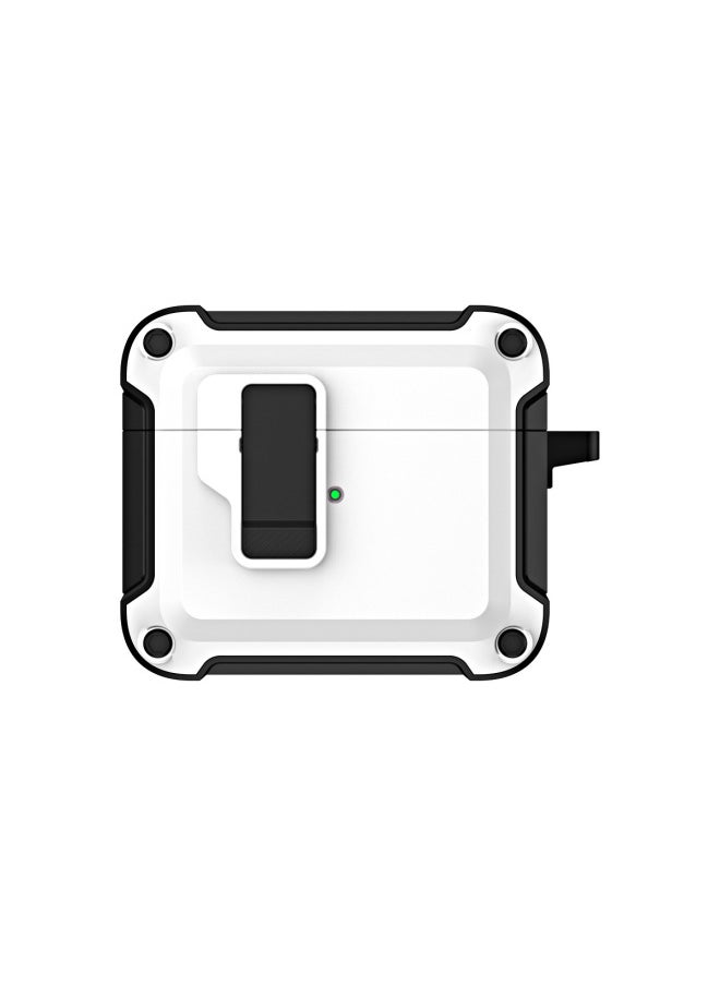 Generic - For Apple AirPods4 Protective Case Bluetooth Earphone Cover With Latch Elastic Lid Pro Earphone Shell Multi-Function Universal Style-Color:White-Applicable Model:AirPods 4 - Image 1