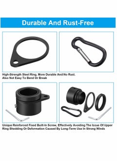 KASTWAVE Flag Pole Rings, Aluminum Alloy Mounting Rings, 360 Degree Rotating Flagpole, Anti Wrap Flag Pole with Clip Hook, for 1 Inch Diameter Flag Pole 4 Pieces (Black)  - Image 2