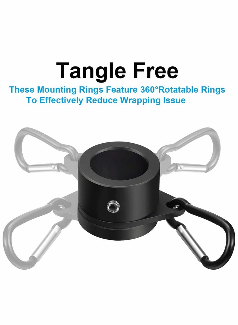 KASTWAVE Flag Pole Rings, Aluminum Alloy Mounting Rings, 360 Degree Rotating Flagpole, Anti Wrap Flag Pole with Clip Hook, for 1 Inch Diameter Flag Pole 4 Pieces (Black)  - Image 3