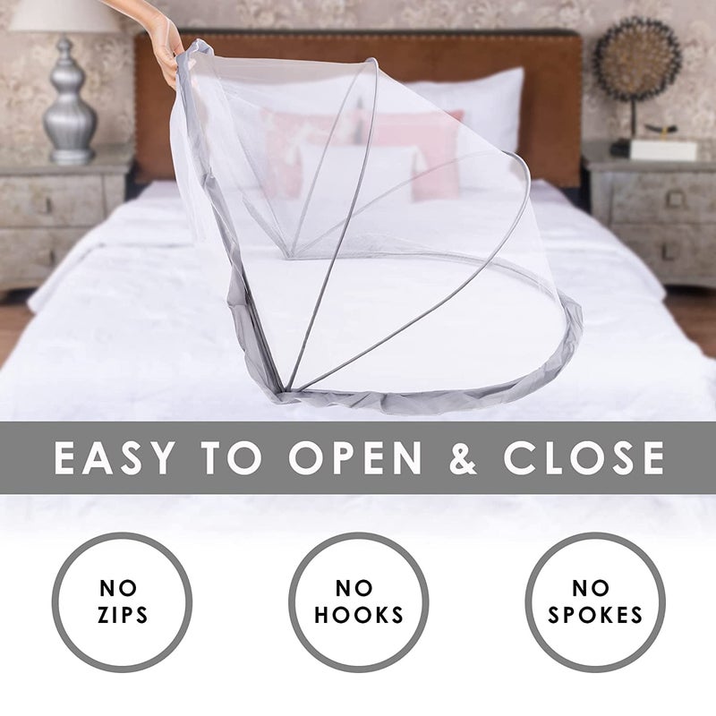 Deejay Big Size Foldable Baby Mosquito Net, Bottomless Net for Infants, for Safe & Easy Use | Ensures Your Baby's Safe Sleep 135 x 65 x 65cms, for Babies & Toddlers (Green, 0 to 24 Months) (Grey) - Image 5