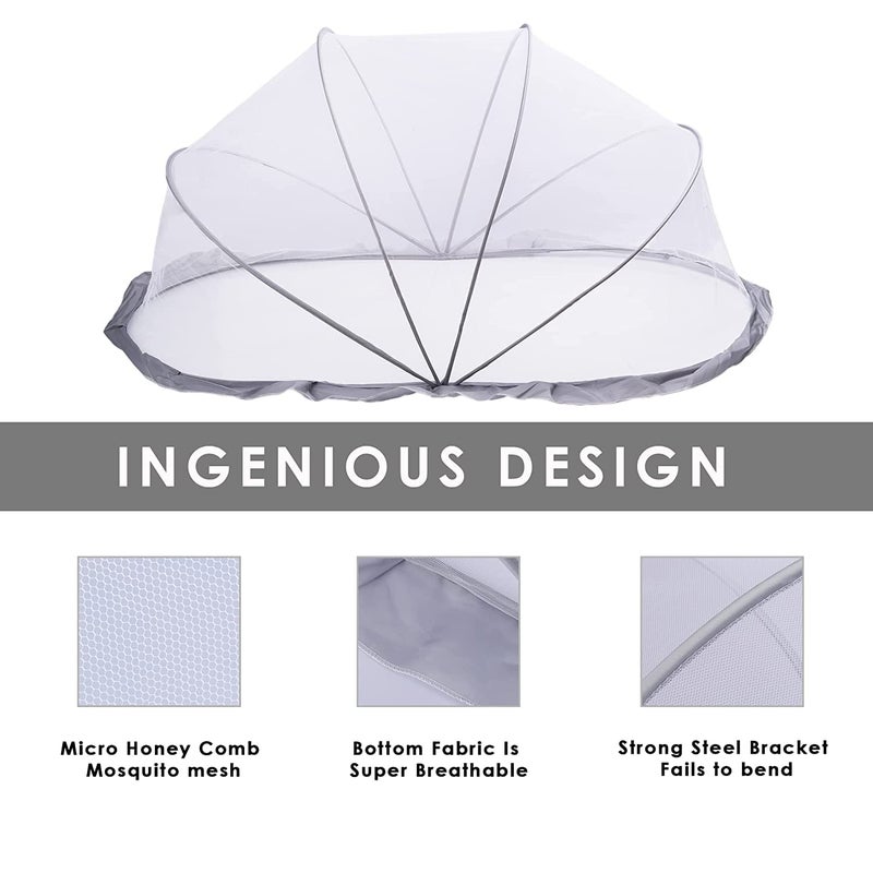 Deejay Big Size Foldable Baby Mosquito Net, Bottomless Net for Infants, for Safe & Easy Use | Ensures Your Baby's Safe Sleep 135 x 65 x 65cms, for Babies & Toddlers (Green, 0 to 24 Months) (Grey) - Image 3