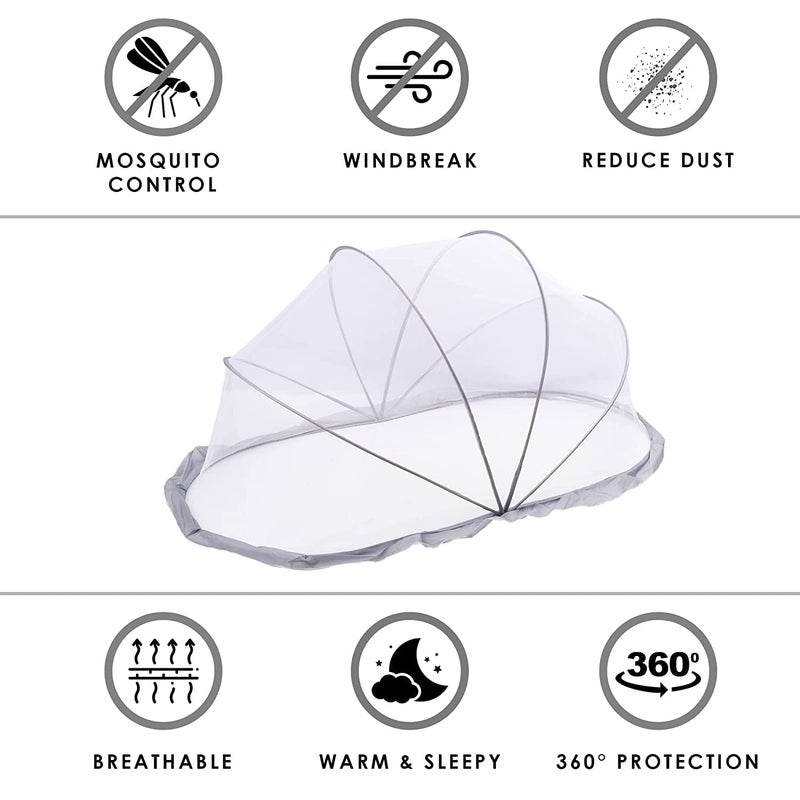 Deejay Big Size Foldable Baby Mosquito Net, Bottomless Net for Infants, for Safe & Easy Use | Ensures Your Baby's Safe Sleep 135 x 65 x 65cms, for Babies & Toddlers (Green, 0 to 24 Months) (Grey) - Image 4