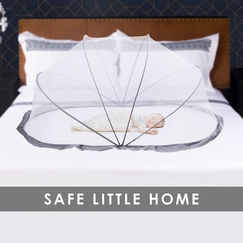 Deejay Big Size Foldable Baby Mosquito Net, Bottomless Net for Infants, for Safe & Easy Use | Ensures Your Baby's Safe Sleep 135 x 65 x 65cms, for Babies & Toddlers (Green, 0 to 24 Months) (Grey) - Image 2
