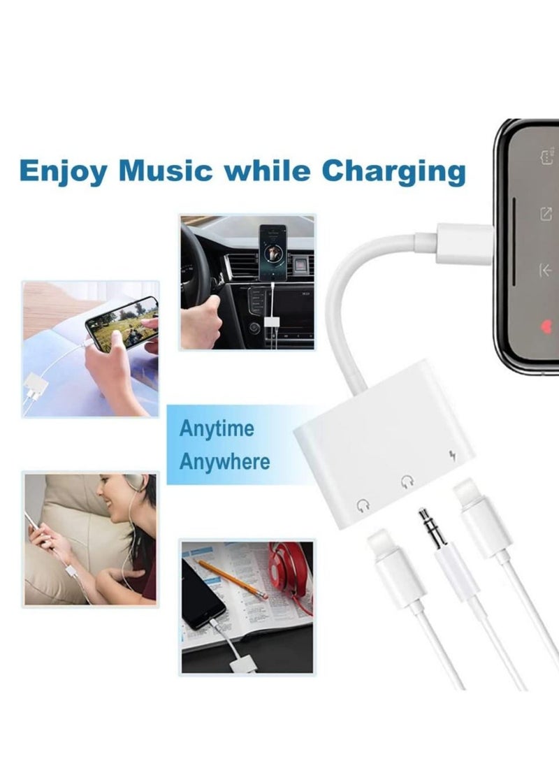 Generic - 3 in 1 Lightning to 3.5mm Jack Headphone Adapter Earphone Jack Audio and Charging Adapter Headphone Splitter Compatible for iPhone 14 13 12 11 SE XS XR X 8 7 and iPad - Image 1