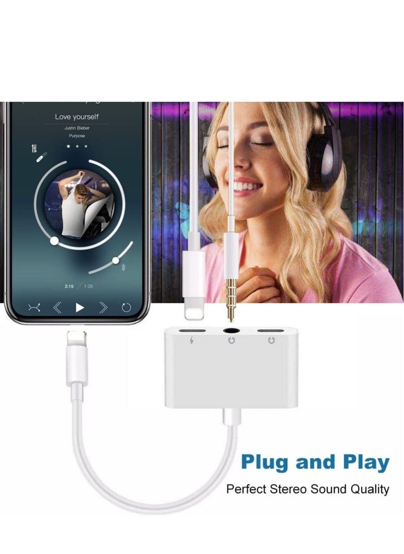 Generic - 3 in 1 Lightning to 3.5mm Jack Headphone Adapter Earphone Jack Audio and Charging Adapter Headphone Splitter Compatible for iPhone 14 13 12 11 SE XS XR X 8 7 and iPad - Image 1